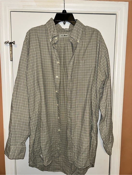 L.L. Bean Other - Vintage L.L.Bean Made in USA Cotton Button Down Shirt 18-36 Green Khaki Plaid